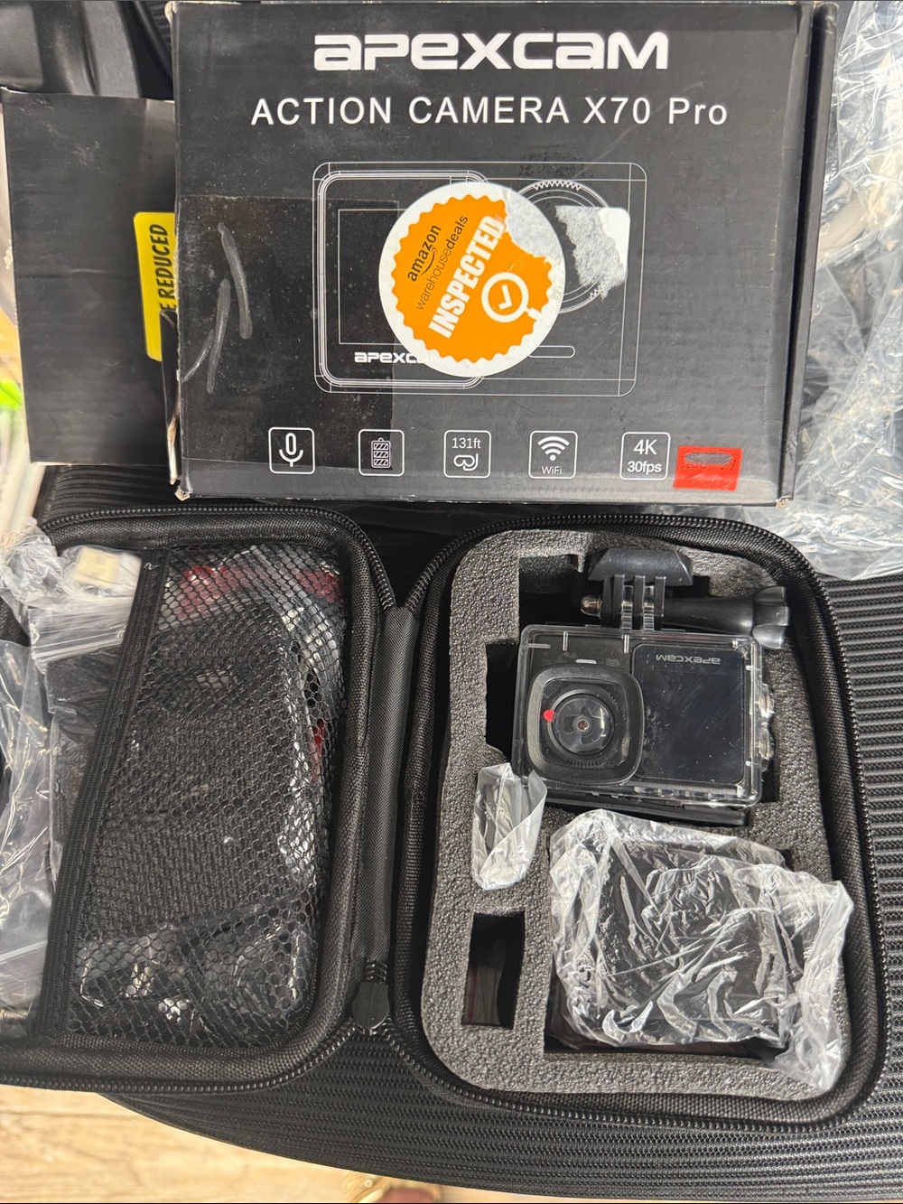 Apex Black Action Camera X70 Pro with Black Carrying Case